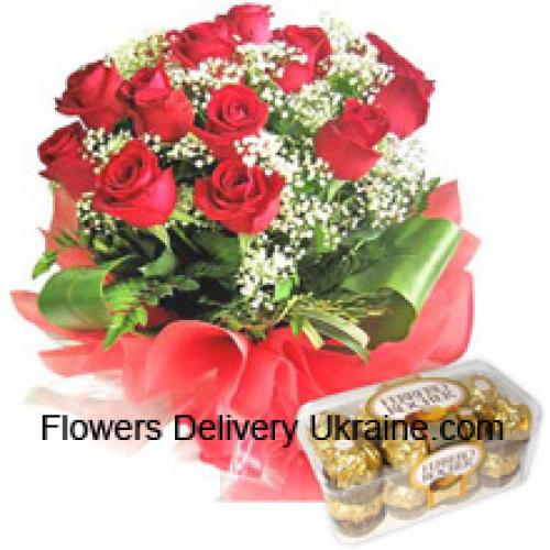 11 Rose Rosse con 16 deliziose scatole di Ferrero Rocher