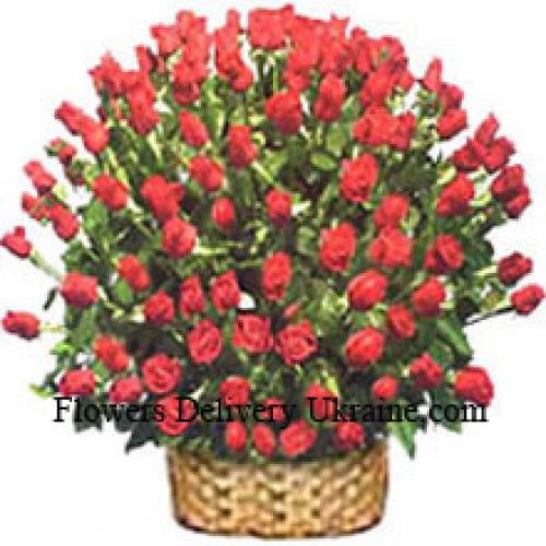 201 Elegant Red Roses Basket