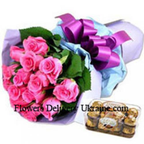 11 Pink Roses mit leckeren 16 Stück Ferrero Rochers