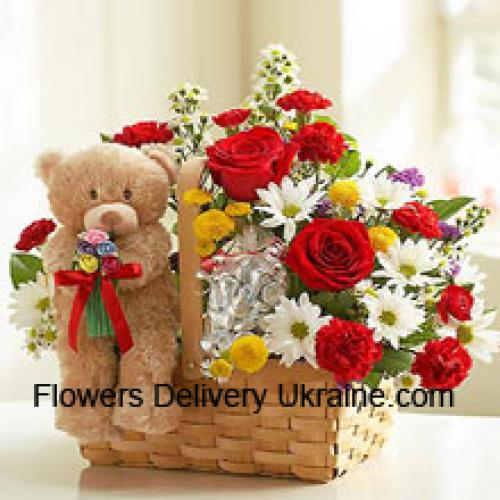 Adorable Assorted Flowers with Cute Teddy